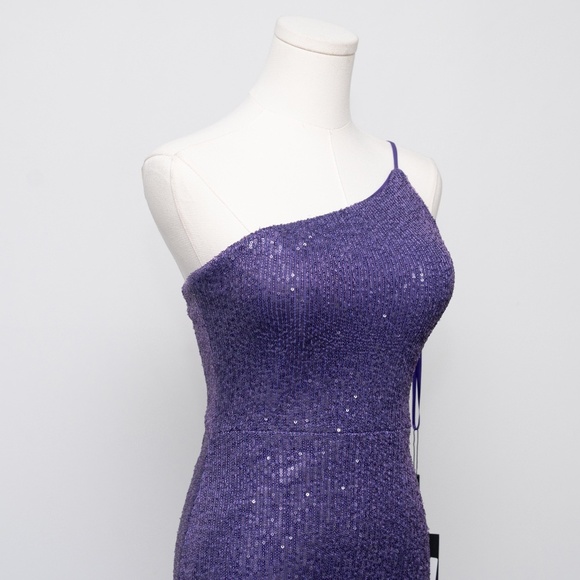 Le Femme Sequin One Shoulder Gown - Picture 6 of 13